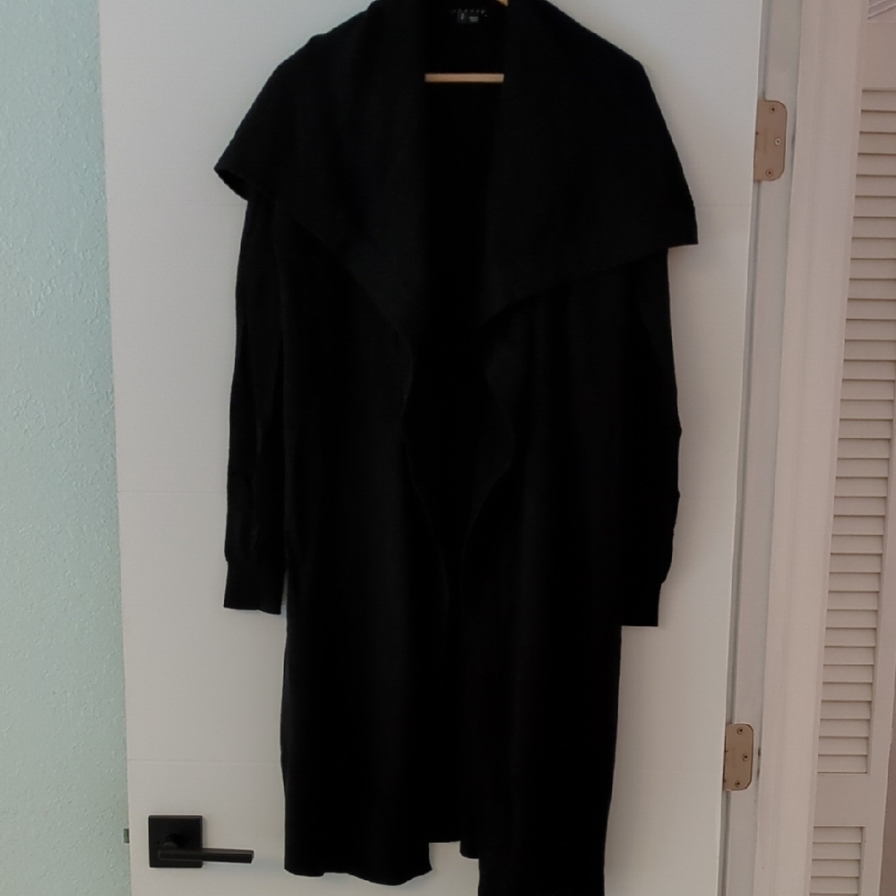 Theory Black long Line Cashmere Cotton Blend Square Neckline Women's Cardigan S